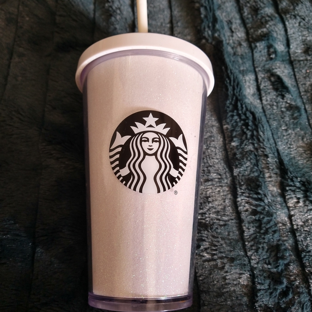 White glitter Starbucks cup